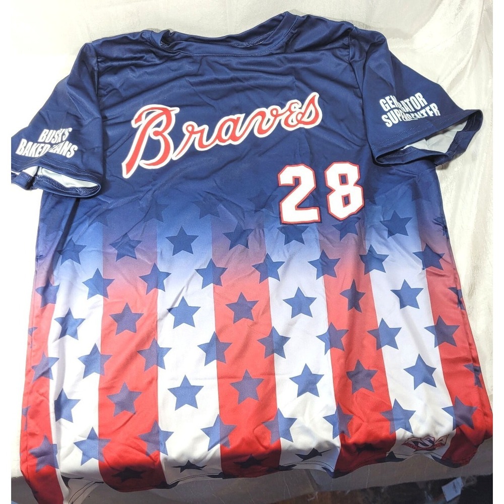 Alleson Athletic MLB Atlanta Braves Youth Jersey Top #28 Harris - Large - NWOT